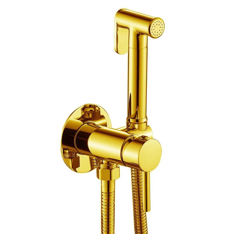 Brass Handheld Toilet Bidet Sprayer Hygienic Shower Faucet Hot and Cold Water Portable Bidet Spray Gun