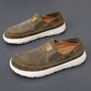 Fashion High Quality Men Walking Shoes Suede Leather Outdoor Shoes Light Colour Soft Bottom Loafers All-match Flats Slip on Driving Shoe