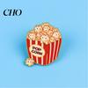 Unique Brooch Gift Cartoon Cat Popcorn Lapel Pin Cute Food Series for Bags Jackets with Interesting Design & Backpacks Zinc Alloy Rust-Proof