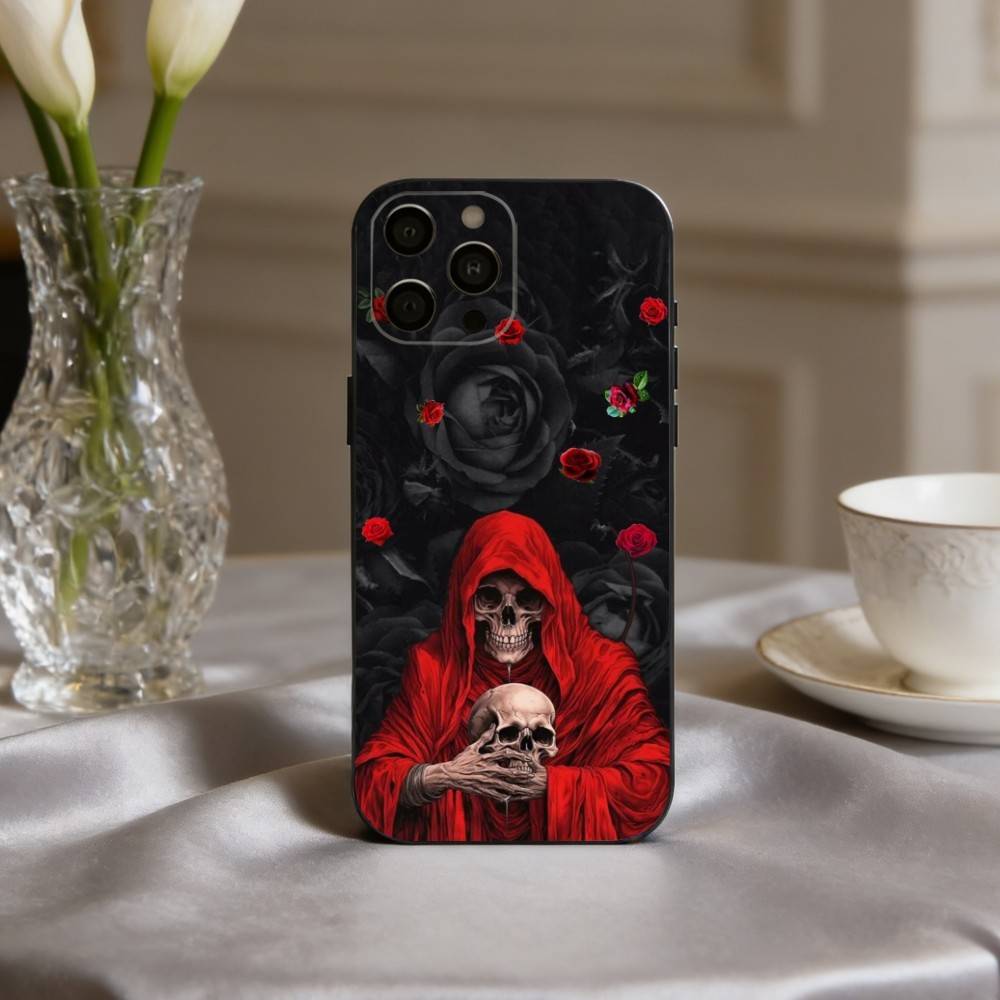 S-Santa M-Muerte P-print Phone Case For iPhone 17,16,15,14,13,12,11 Plus,Pro Max,XS,Soft Silicone Black Cover