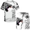 Ny Sommar Herr Set Shorts Set 3D Tigerprint Kortärmad T-shirt Tvådelat Set Avslappnad Sportkläder Strand Sportkläder