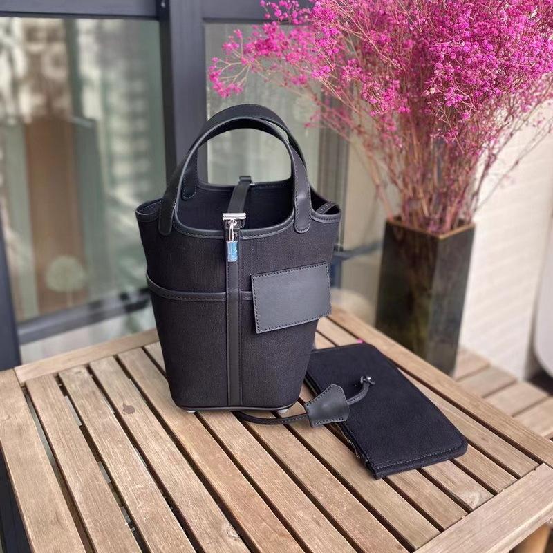 2026 New Mousse SWfit With Canvas Basket Bag Lock Pocket Fashionable Casual Handheld 18cm