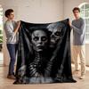 Gothic Skeleton Couple with Red Eyes Design Flannel Blanket for Bedroom, Living Room, Sofa, and Nap Sofas.
