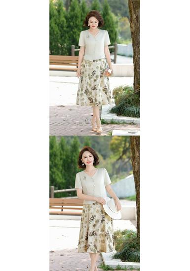 Mom's Summer Short Sleeve Dress: 2026 Slimming, Concealing Chinese Style for Middle-Aged & Elderly Women
