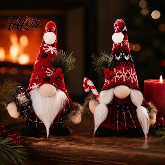 Holiday Gift for Friends Christmas Plush Gnome Decoration, Nordic Xmas Scandinavian Tomte Elf with Cute Souvenirs Pine Tree Branch Desk Shelf