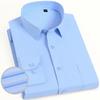 Camisas formales de sarga de manga larga para hombre Camisas de vestir masculinas de negocios sólidas Ajuste regular social Blanco