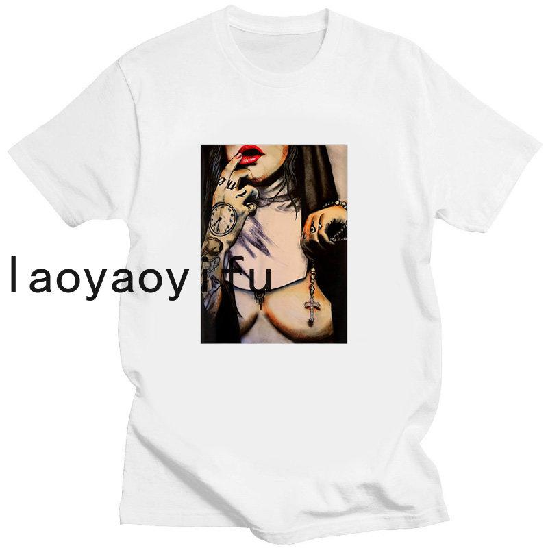 Bad Fun Nun Religion Tshirt New Men Print Aesthetic Shirt O-Neck Short Sleeves Summer Casual Homme O-Neck Tee Shirt Streetwear