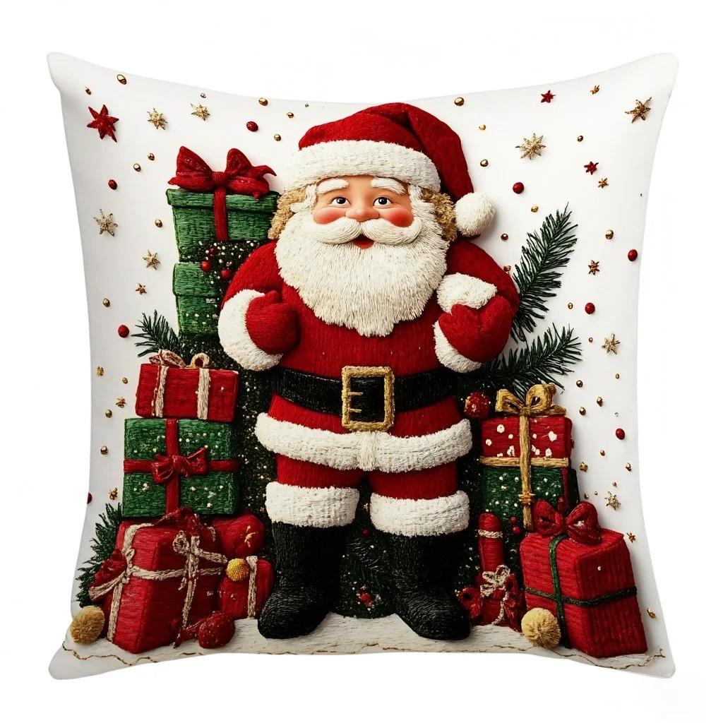 1Pc Comfortable And Soft Cartoon Snowman Printed Sofa Pillowcase Living Room Home Office Decoration Protective Cover Christmas