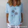 New Women's V-Neck Short Sleeve Loose Casual Pugongying T-Shirt