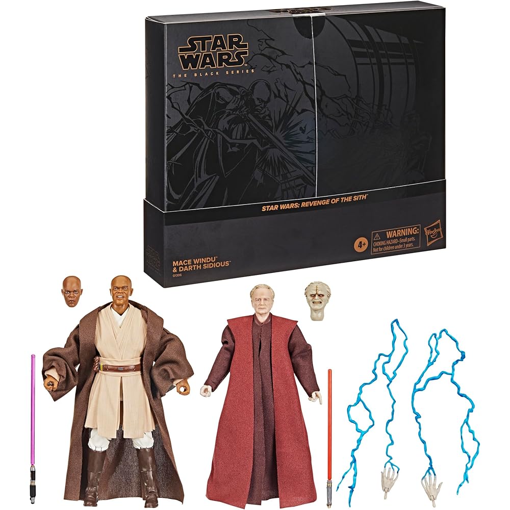 

Hasbro Star Wars Black Series Mace Windu & Darth Sidious 15cm Action Figure Set Collectible Toys