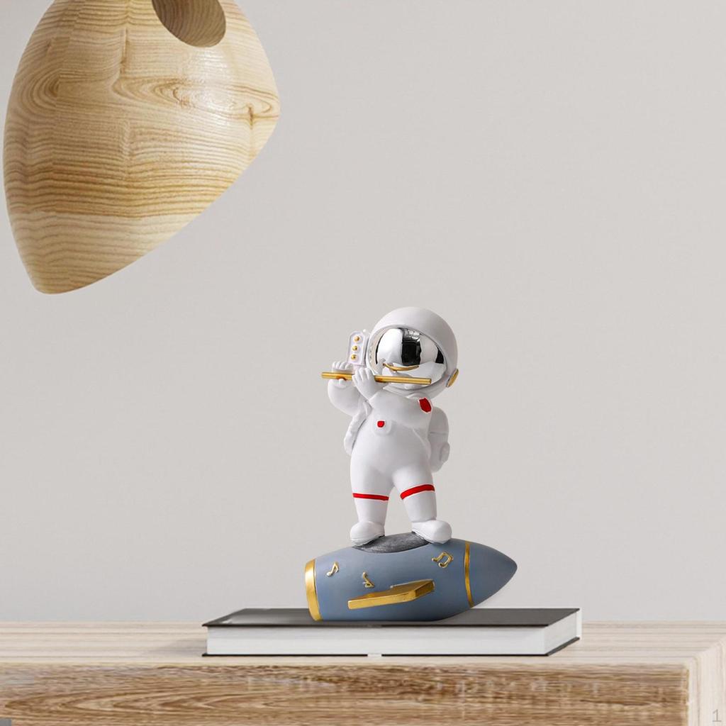 Figurka astronauty, dekoracja domu, żywiczna statua, kolekcjonerska rzeźba kosmonauty, dekoracyjna muzyka