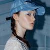 poesiedame DESTROYED DENIM CAP IN LIGHT BLUE