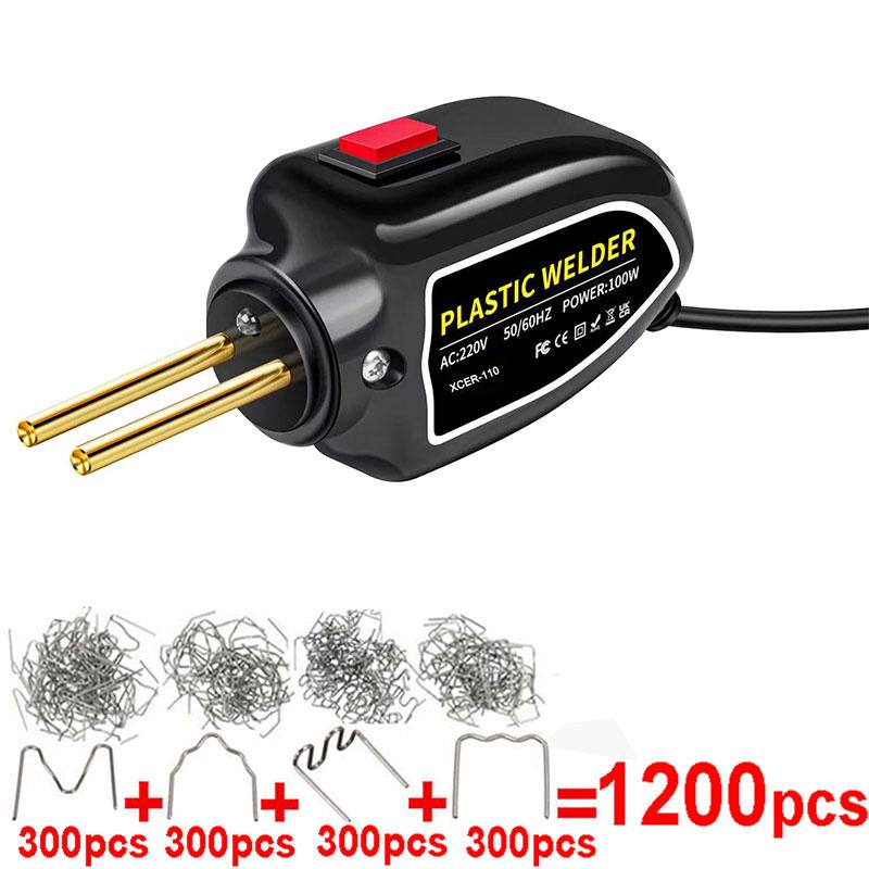 Portable 100W Plastic Welder, Hot Nailer Plastic Repair Kit Mini 110V Plastic Welding Kit 4 Nails with 1200PCS Welding Nails