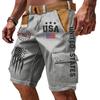 Pantaloncini Cargo Casual da Uomo Multi Tasche con Ricamo e Stampa Bandiera Tessuto Leggero Resistente Adatti per Attività all'Aperto