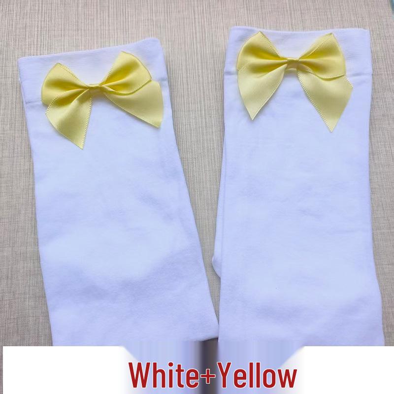 Women's Lace Trim Erotic Silk Thigh-High Stockings with Bow