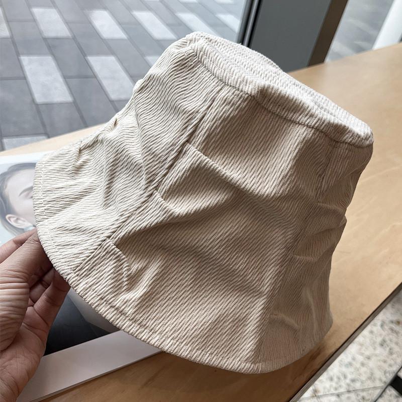 Vintage Corduroy Fisherman Hat With Wrinkled Design For Casual Spring And Fall Wear