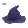 Witch Hat for Halloween Women Pointed Hat, Foldable Wide Brim Knitted Cap, Masquerade Party Prop Cosplay Autumn Winter, Themed Costume Accessory
