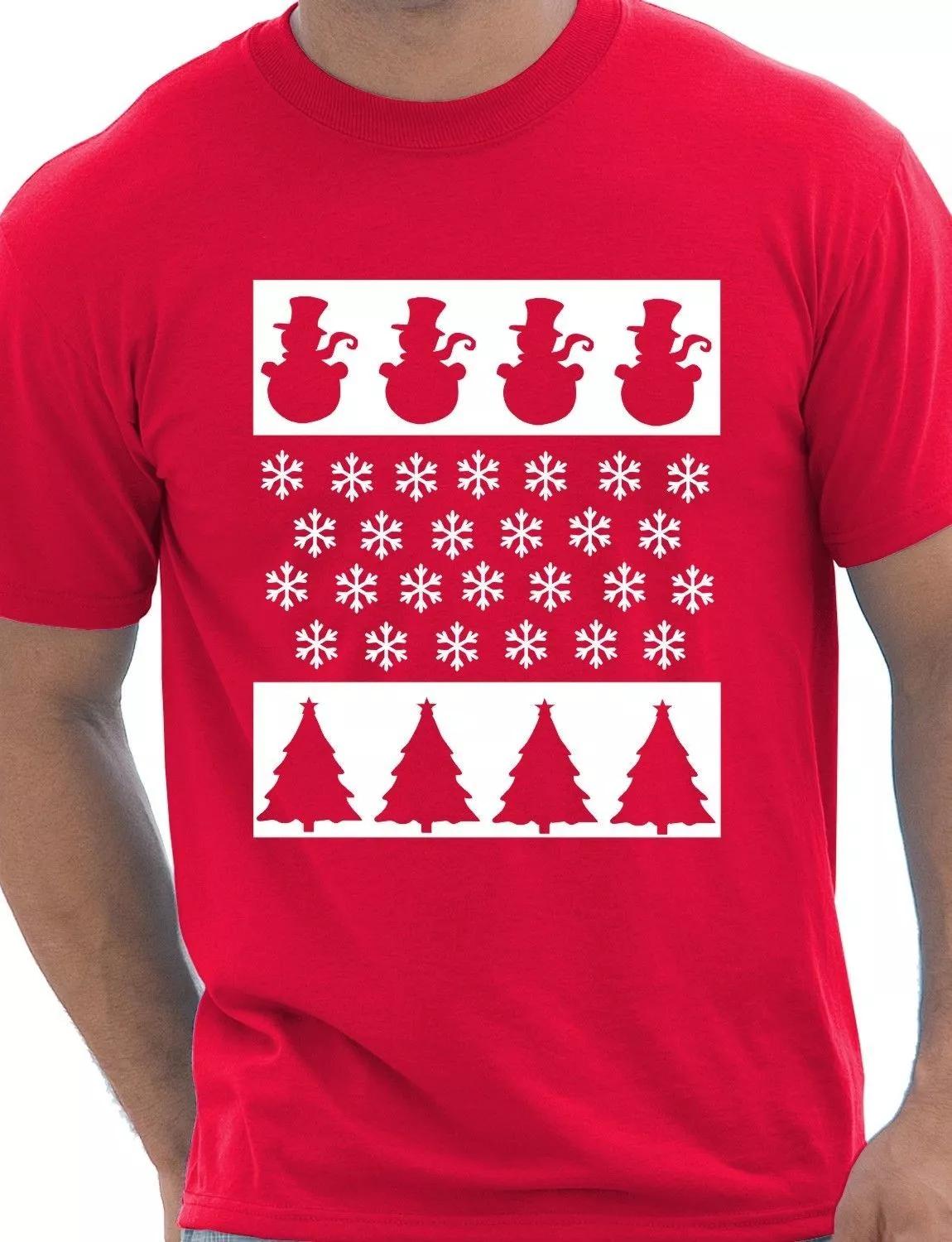 Christmas Scene Snowman Mens Christmas Gift T-Shirt Size S-XXL 4XL