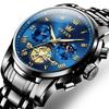 OLEVS Stylish Chronograph Popular Brand for Waterproof Quartz Wristwatch Men's Watch, Business, Large, Easy-to-Read Analog, (Black/Blue)