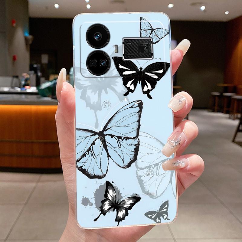 Case For OPPO Realme GT5 240W Flower Butterfly Protective Casing For Realme GT 5 240W Transparent Soft Silicone TPU Phone Cover