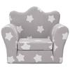 Kids Sleeper Sofa Light Grey with Stars Soft Plush