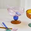 Colorful Glass Bowl Icecream Bowl Glass Bowl for Yoghurt Cute Japanese Tableware Soup Bowl Fruit Bowl Glass Spoon