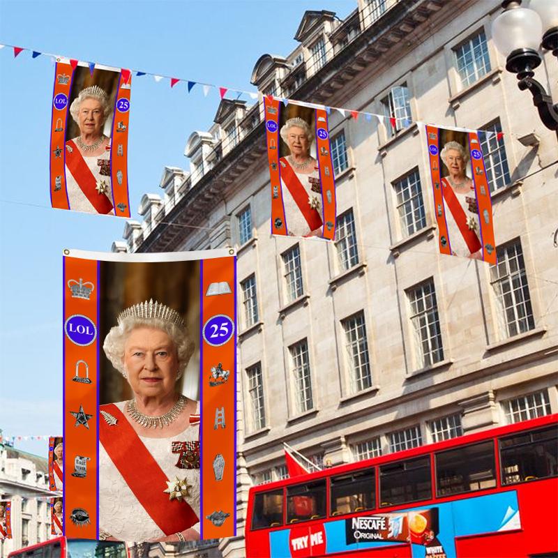 Mourn Queen Elizabeth Ii Flag Banners Platinum Jubilee 70th Decor Anniversary