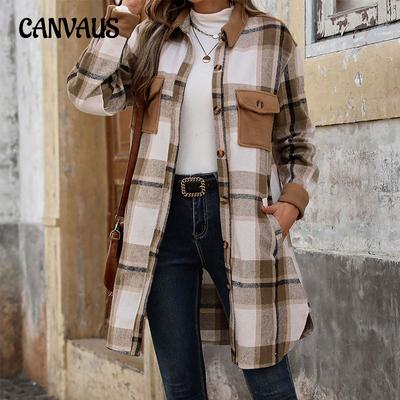 Autumn and Winter Women's Milled Plaid Long Coat