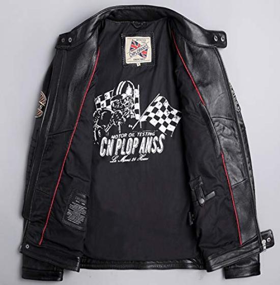 Fiffyle Genuine Leather Cowhide Single or Embroidered Military Short Cold and for and Winter Size Men's Jacket, Coat, Double-Breasted, Jacket, Length,