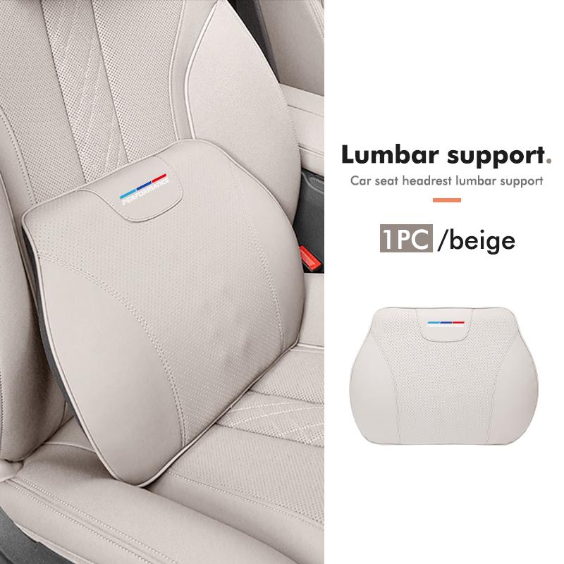 Qhrfm5 Car Logo Headrest Waist Pillow Neck Support Pad Emblem Accessories For BMW 1 3 5 Series G30 G32 G38 2021 2020 2019 2018 E46 E91