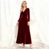 European & American Women's Velvet V-Neck Long Sleeve Dress (Autumn/Winter 2026)
