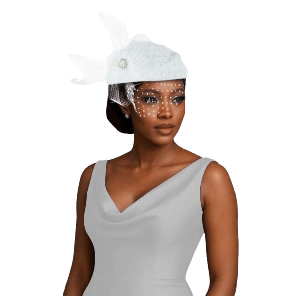Polka Dot Veil Bridal Beret Elegant Style Head Wrap Pearl Feather Mesh Fascinator Hat Banquet