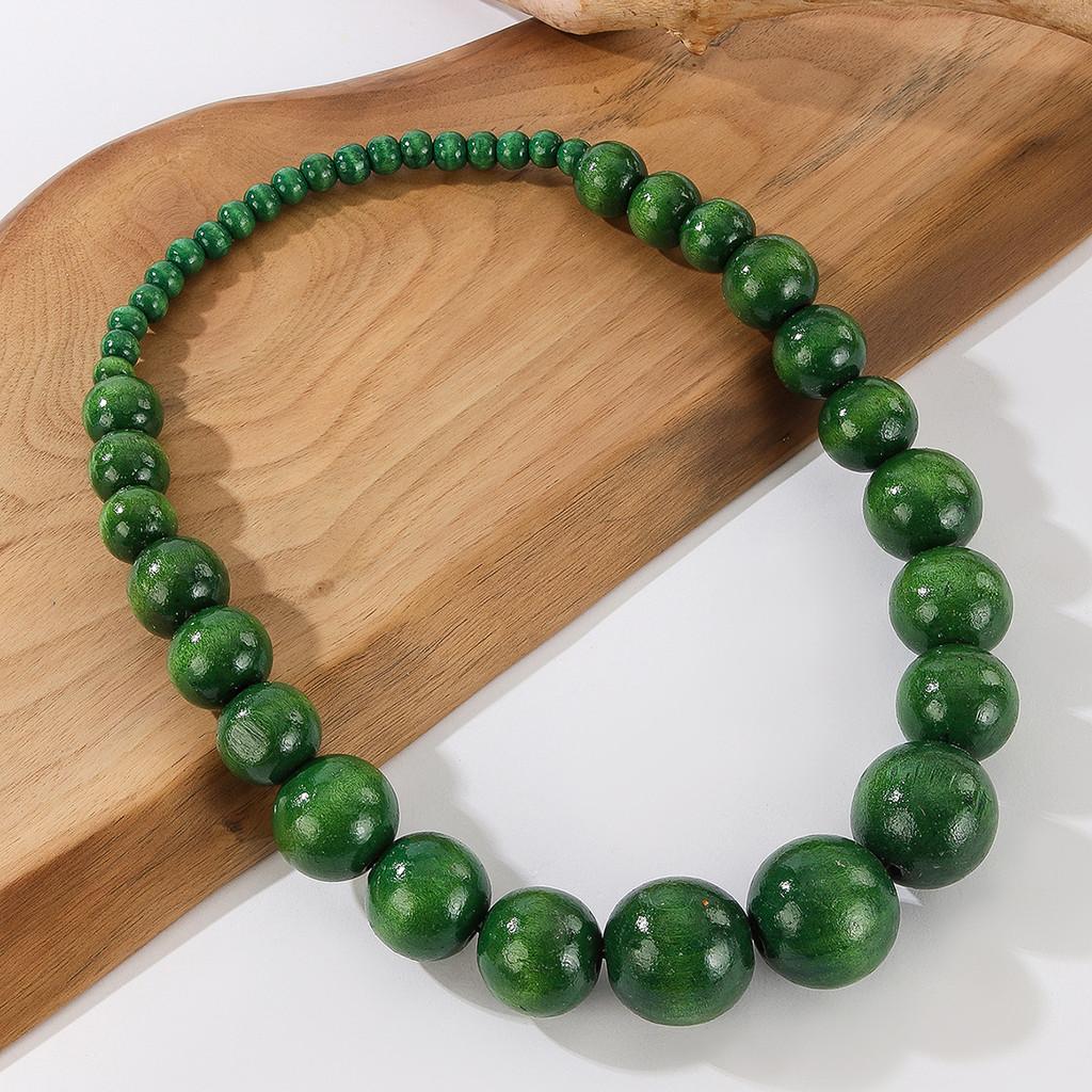 Geometric Handmade Beaded Necklace For Women Men With Large Wooden Balls Art Jewelry