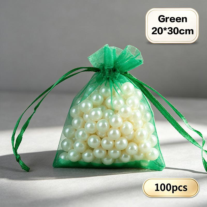 100 stk Bryllup Julegaveposer Organza Gavepose Snoreposer Til Slik Smykker Pose Pakning