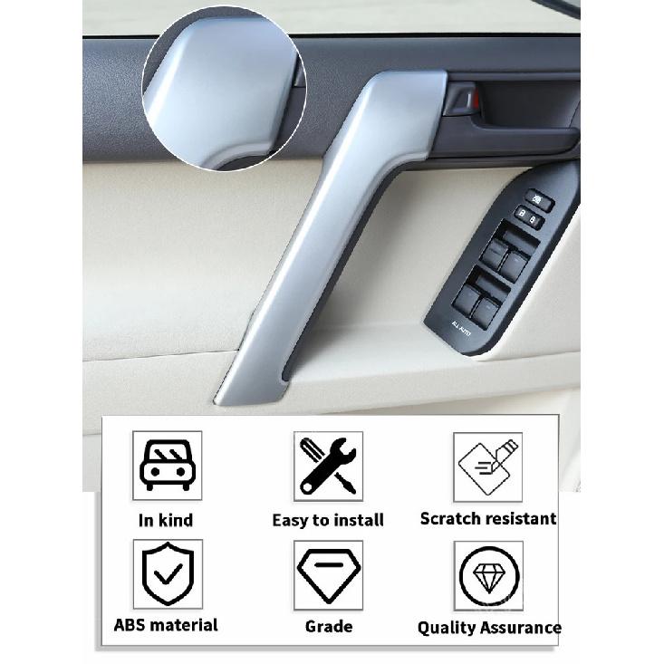 4 DB ABS ezüst színű autó belső ajtókilincs díszítő burkolat burkolat Toyota Land Cruiser Prado FJ150 150 2010-2018 autótartozékokhoz