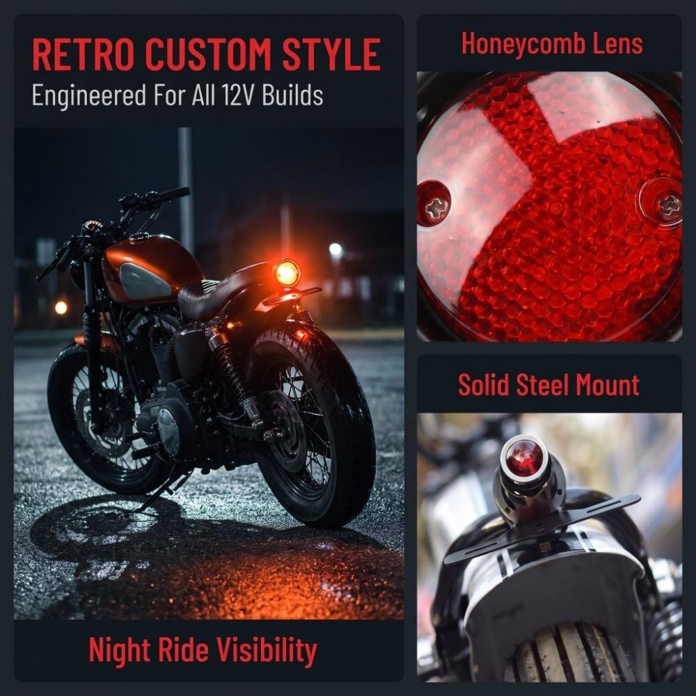 3 Wires Motorbike Tail Light Small LED Rear Brake Light Retro Motorcycle Brake Light for Cruiser