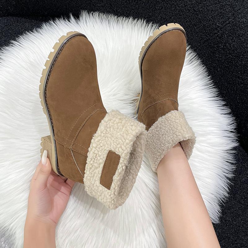 Fashion Winter Women Snow Boots New Keep Warm Fur Booties Retro Luxury Comfort Ankle Boots Women Platform High Heels Cotton Shoes Women