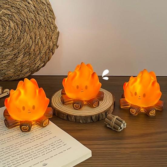 Night Light No Open Flame Safe Design Soft Warm Yellow Light Flame Pet Shape Battery Operated Children Bedroom Lamp