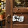 Door Nameplate Vintage Open Closed Sign with Lanyard