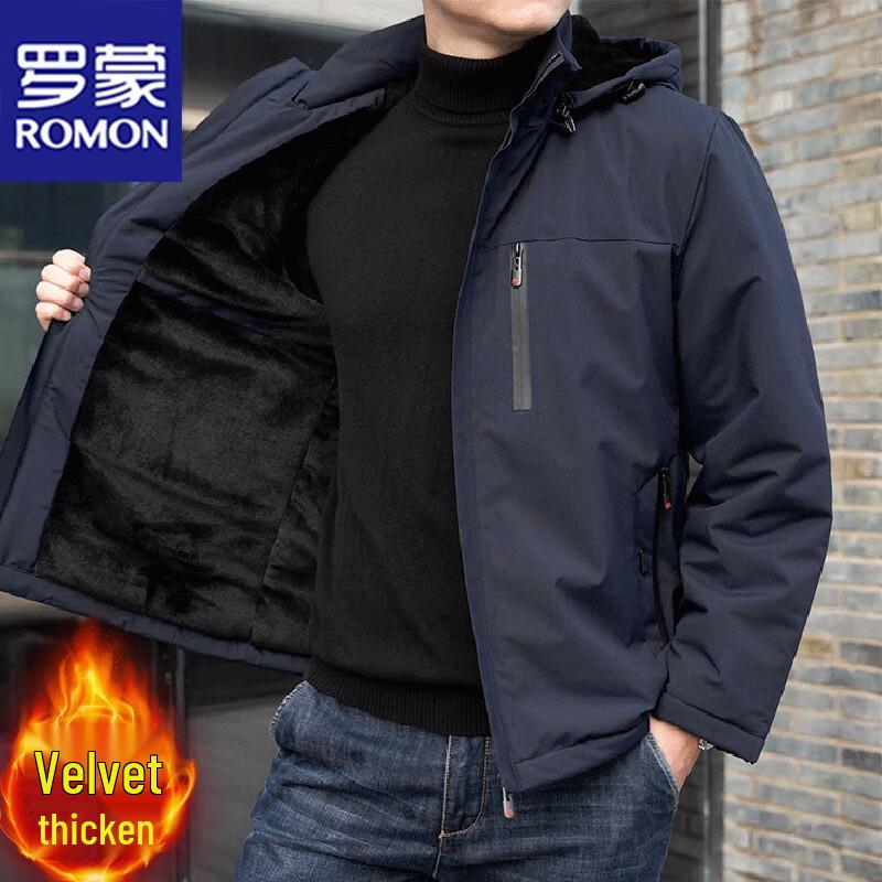 ROMON Men's Hooded Fleece-Lined Warm Jacket