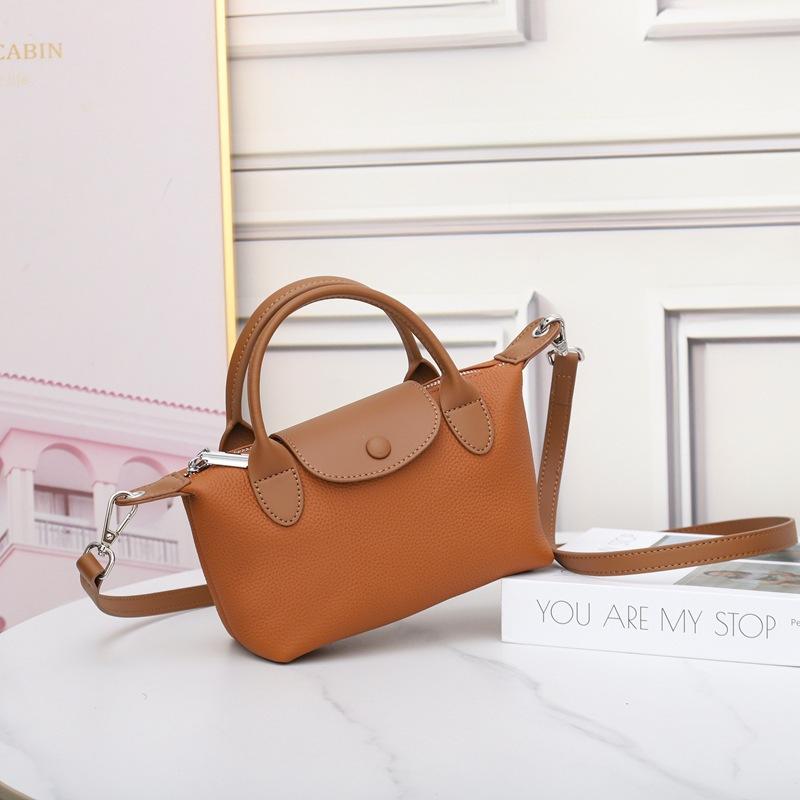 Borsa a Spalla in Pelle di Mucca Primo Strato Borsa a Tracolla da Donna Borsa a Mano a Forma di Raviolo Piccola Borsa Colore a Contrasto 6825