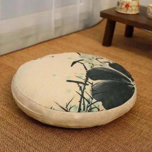 Chinese Linen Cotton Tea Ceremony Worship Buddha Floor Cushions Round Shape Thicken Office Balcony Cushion Tatami Yoga Mat