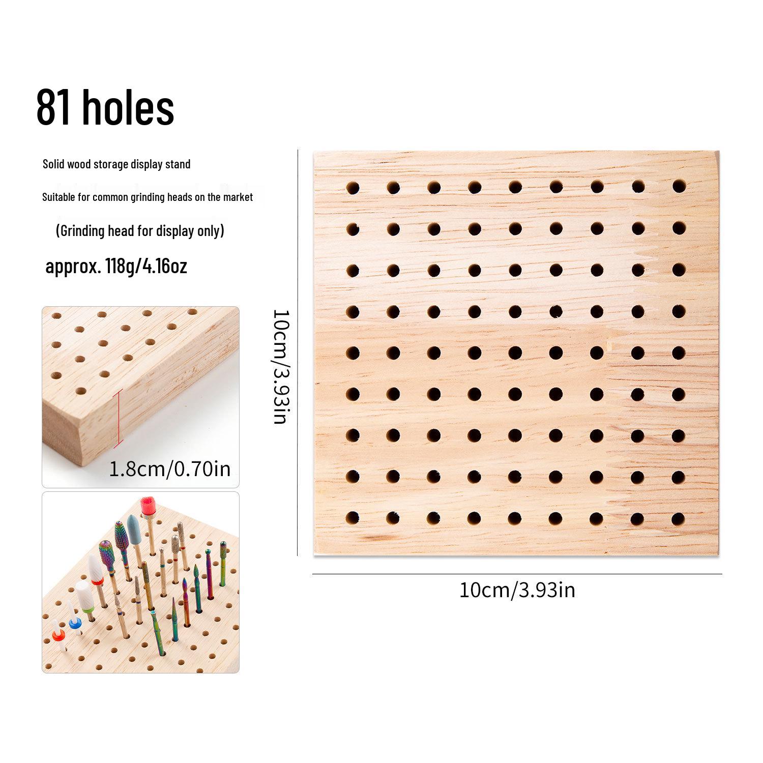 

Стійка та органайзер для зберігання фрез для манікюру з масиву дерева з багатьма отворами для нейл-салонів