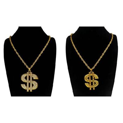 Collana con Simbolo del Dollaro Gioiello Hip Hop Audace Accessorio per Costume con Dettagli in Strass Per Uomo e Donna