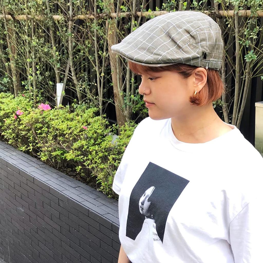 Basic Enchi Windowpane Hunting Linen British Check Hat for Women and Olive Cap, Material, Pattern, Men,