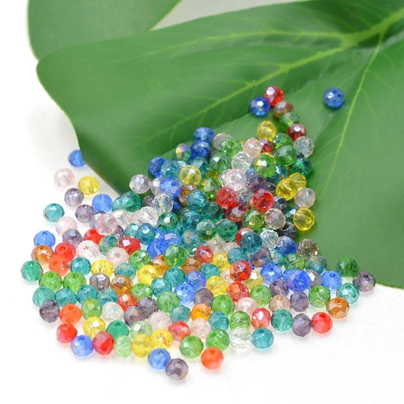 Dark Blue Multicolor 4/6mm 145pcs Rondelle Austria Faceted Crystal Glass Beads Loose Spacer Round Beads for DIY Jewelry Making