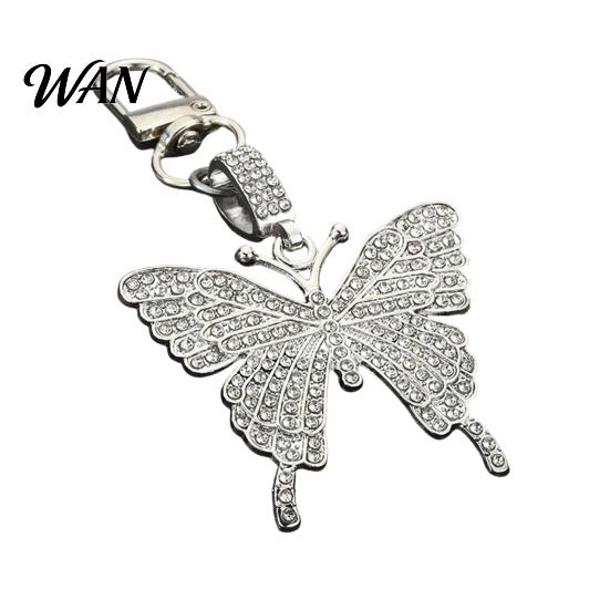 Sweet Girl Keychain Accessory Pendant Sparkling Rhinestones Butterfly Shape Zinc Alloy Rhinestone Charm with Lobster Clasp Backpack Durable