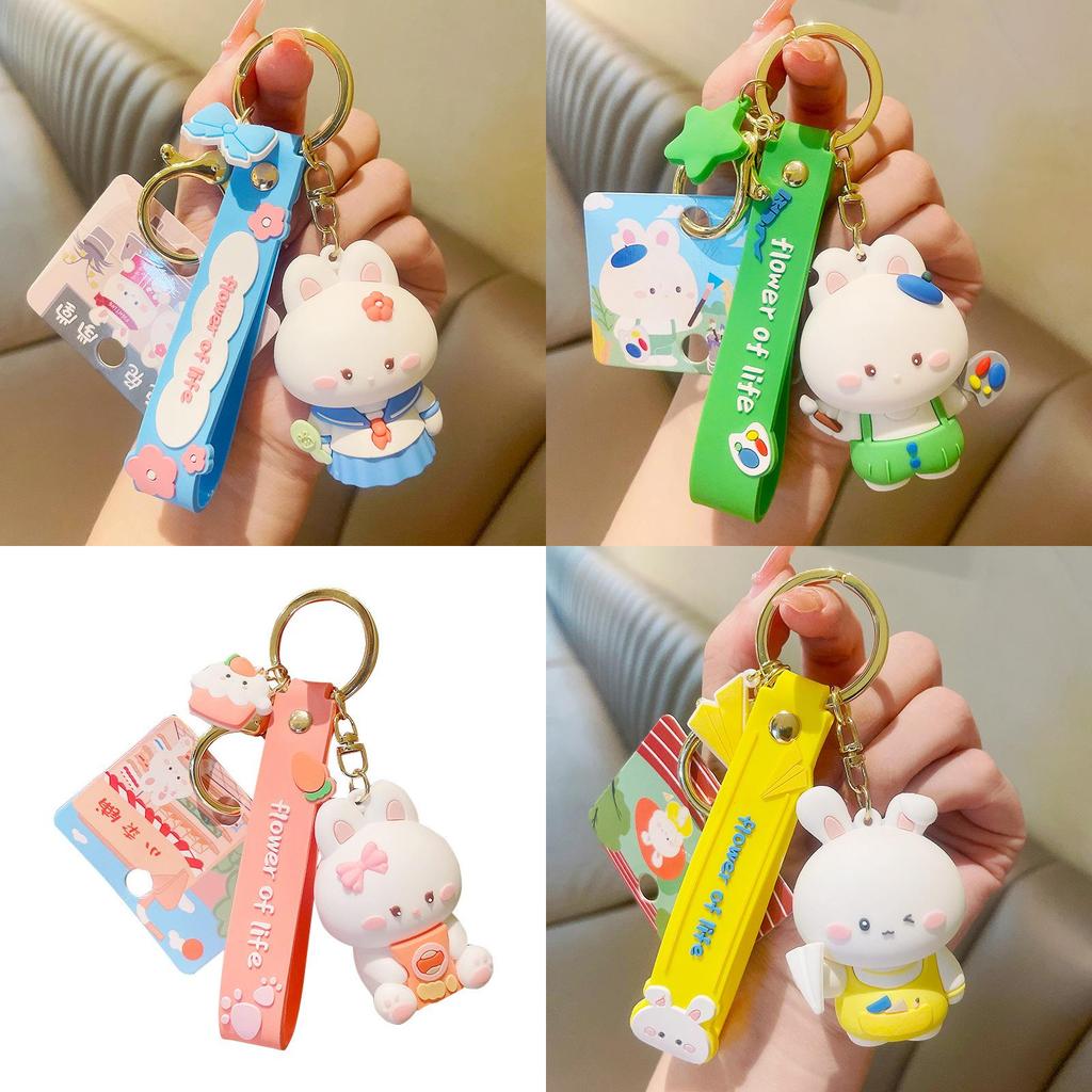 Cute Bunny Keychain Resin Material Fashionable Bag Accessory For Couples