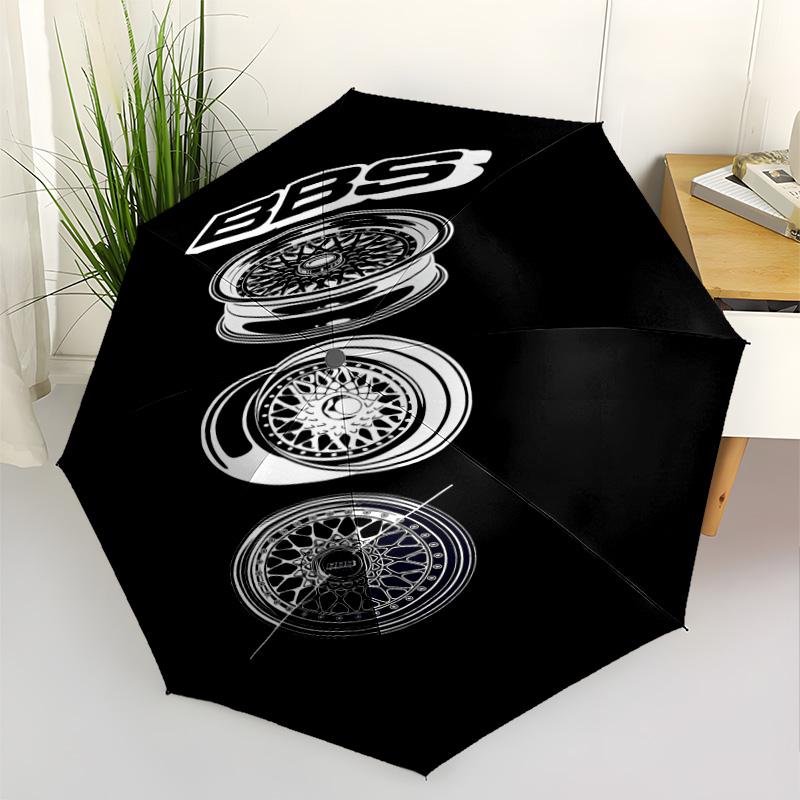 Bbs Wheel Automatic Umbrella Sturdy 8-Rib Shaft Durable Plastic & Iron Travel Essential Stylish Accessory Perfect Gift for Friends & Family