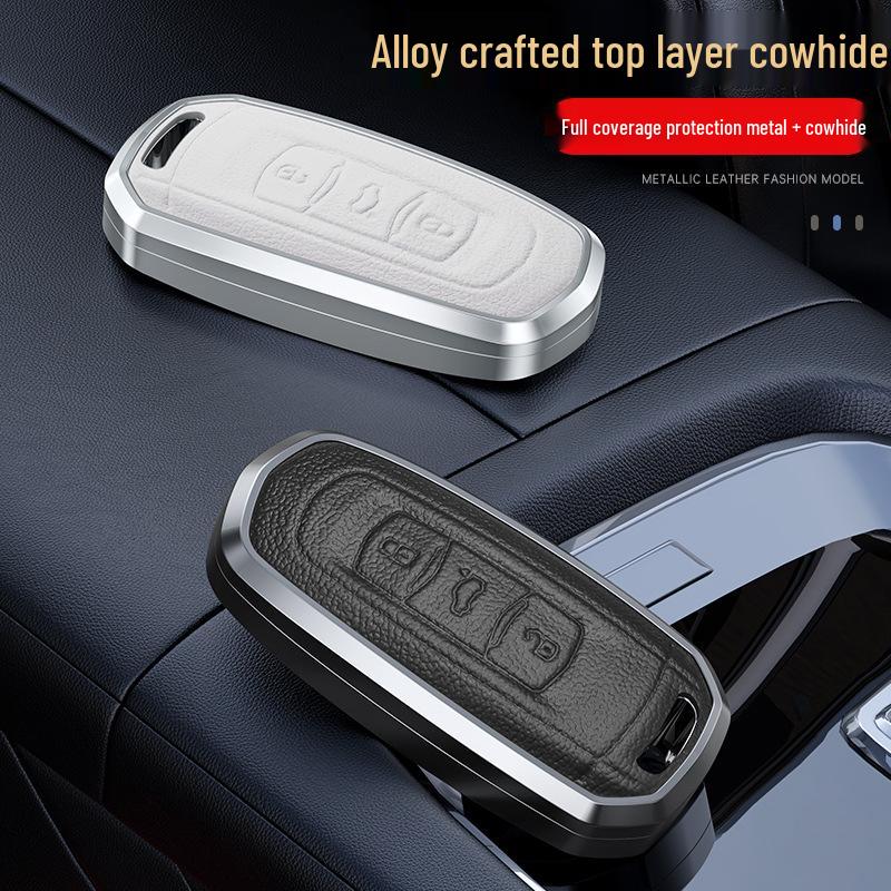 Genuine Leather Metal Key Case for Geely Emgrand S, Binrui, Borui, Vision X6, Boyue, and Haoyue Models